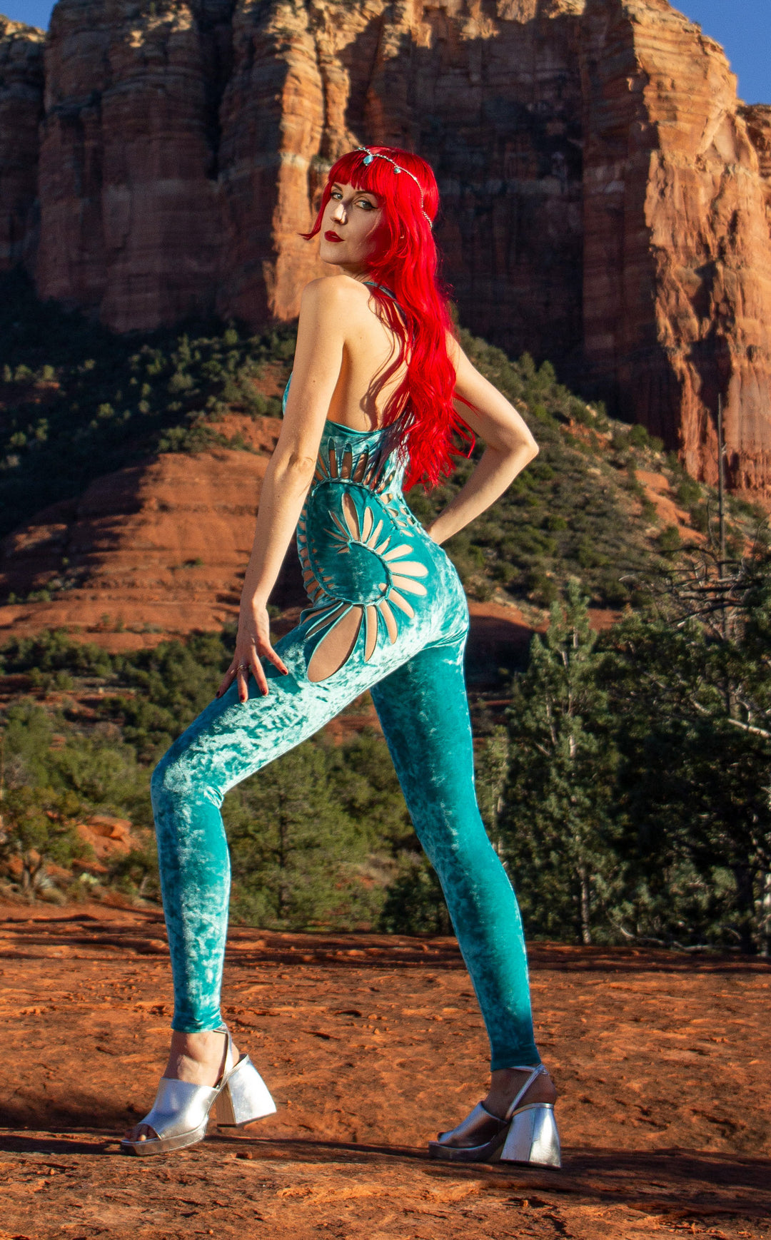 Sea Foam Velvet Swirl Cut Panther Ladyhawke Onesie x Sniptease
