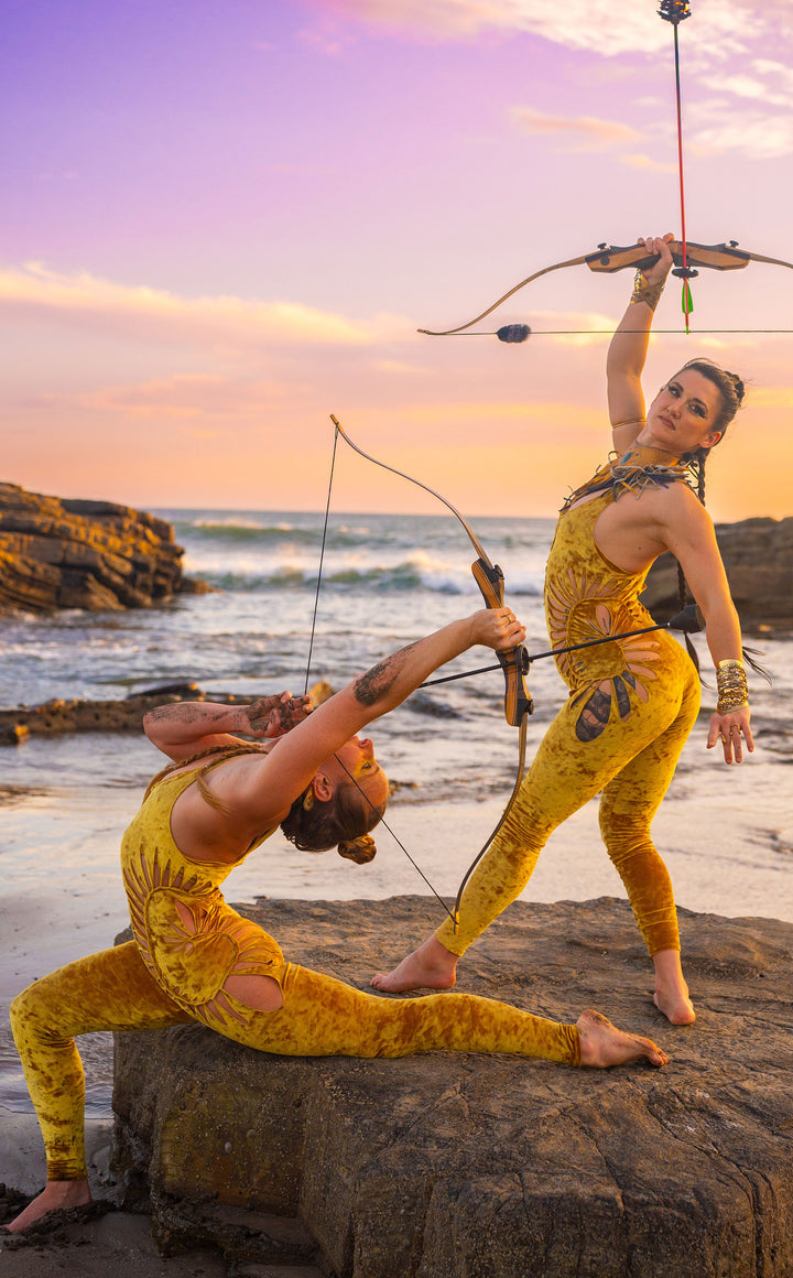 Gold Velvet Swirl Cut Panther Ladyhawke Onesie x Sniptease