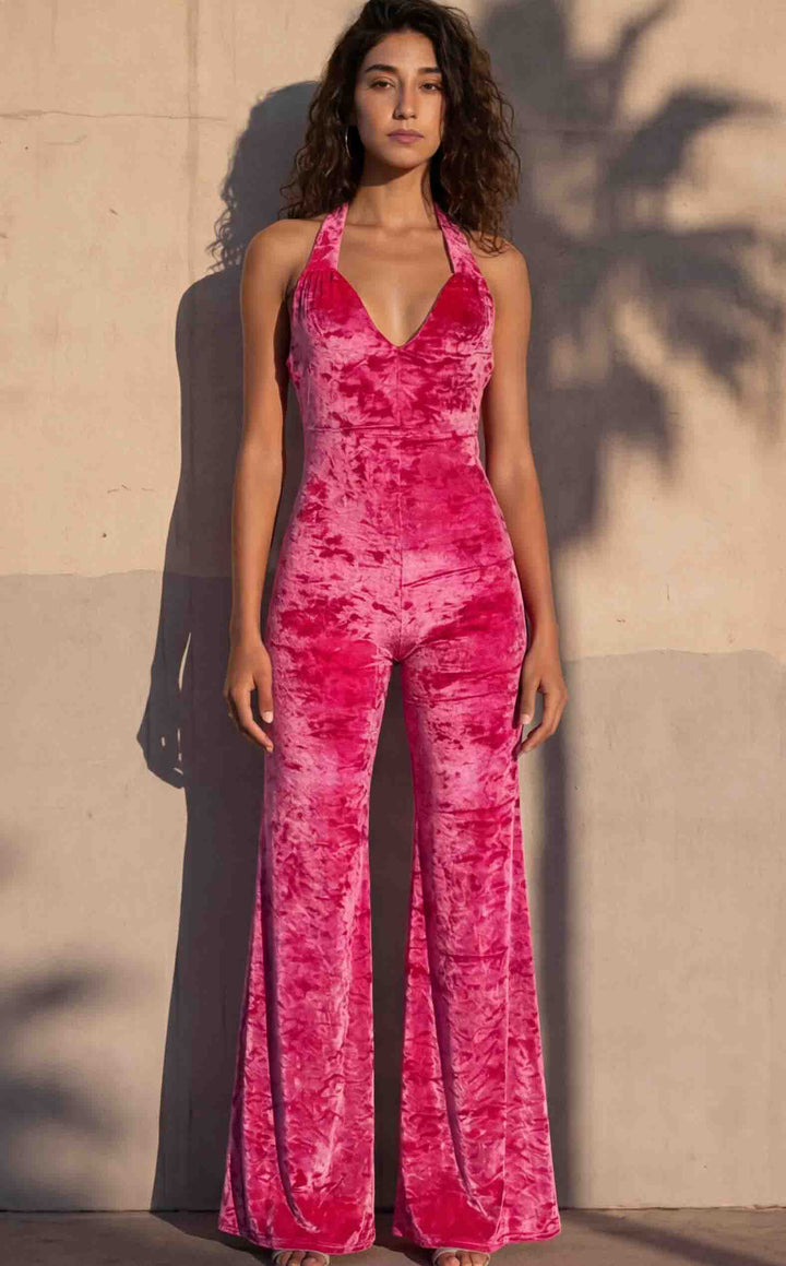 Electric Rose Velvet Tigra Jumpsuit