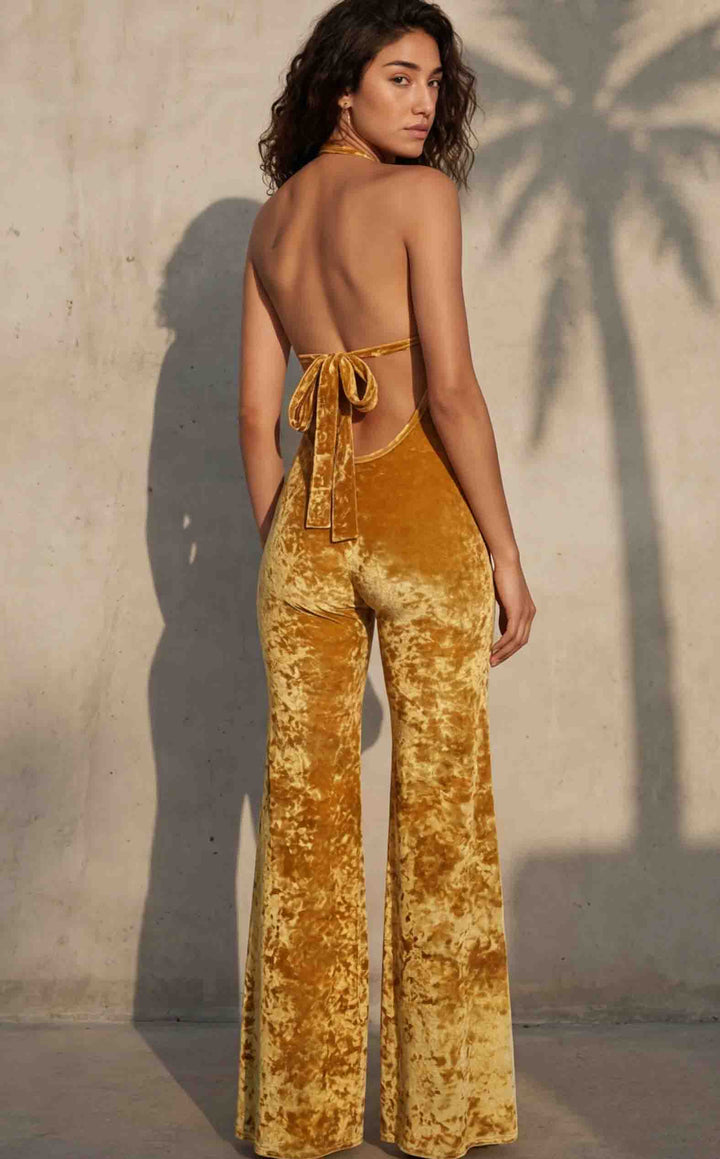 Gold Velvet Tigra Jumpsuit