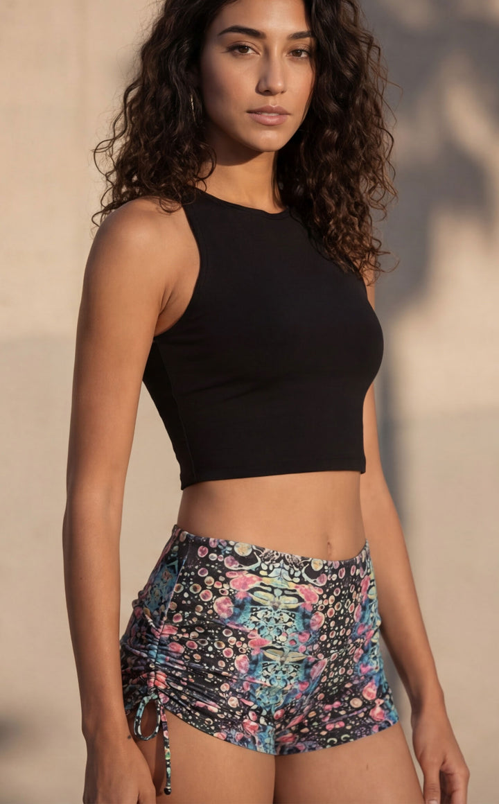 Cyan Liquid Light Velvet Cowgirl Shorts