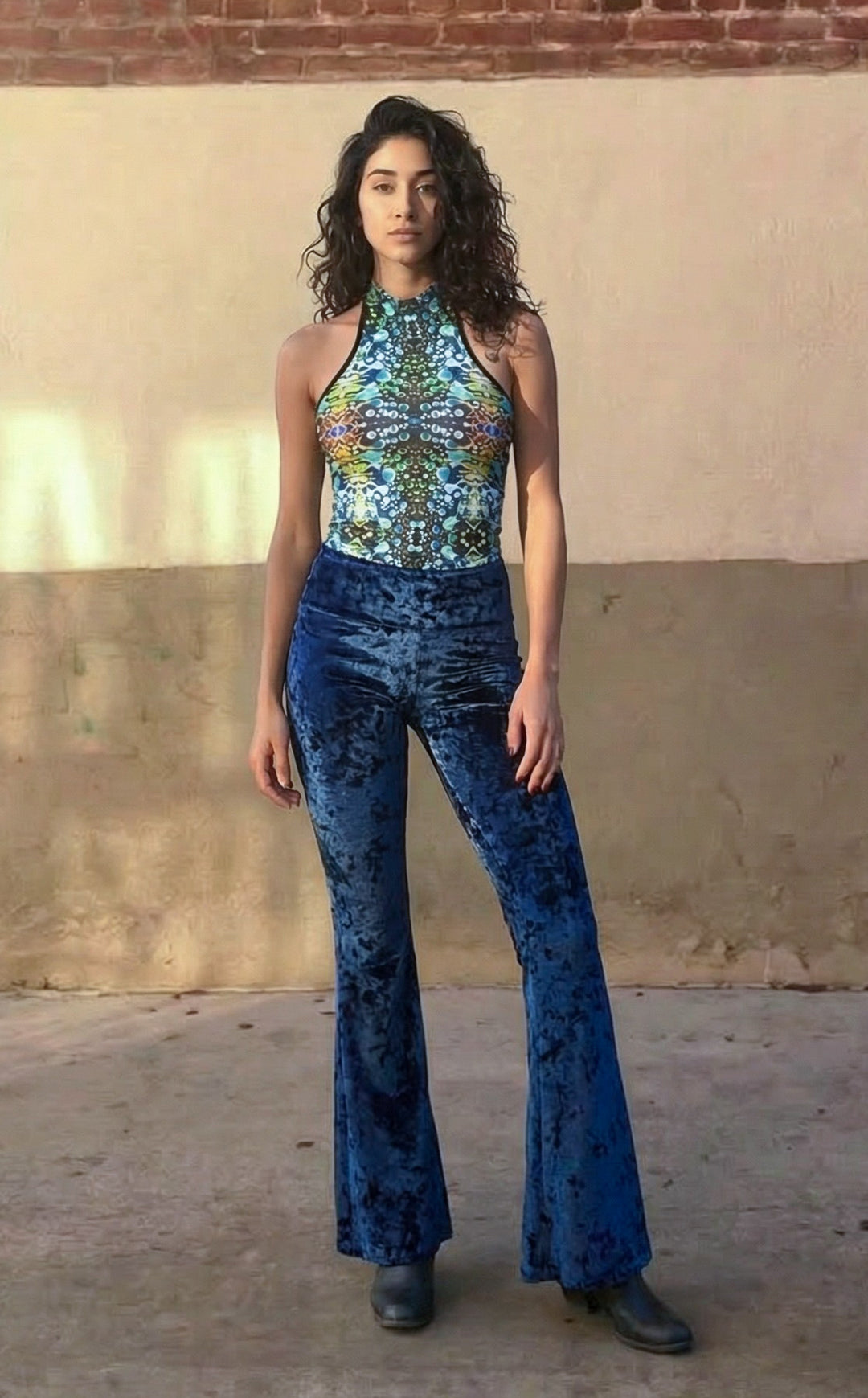 Navy Velvet Slim Bells