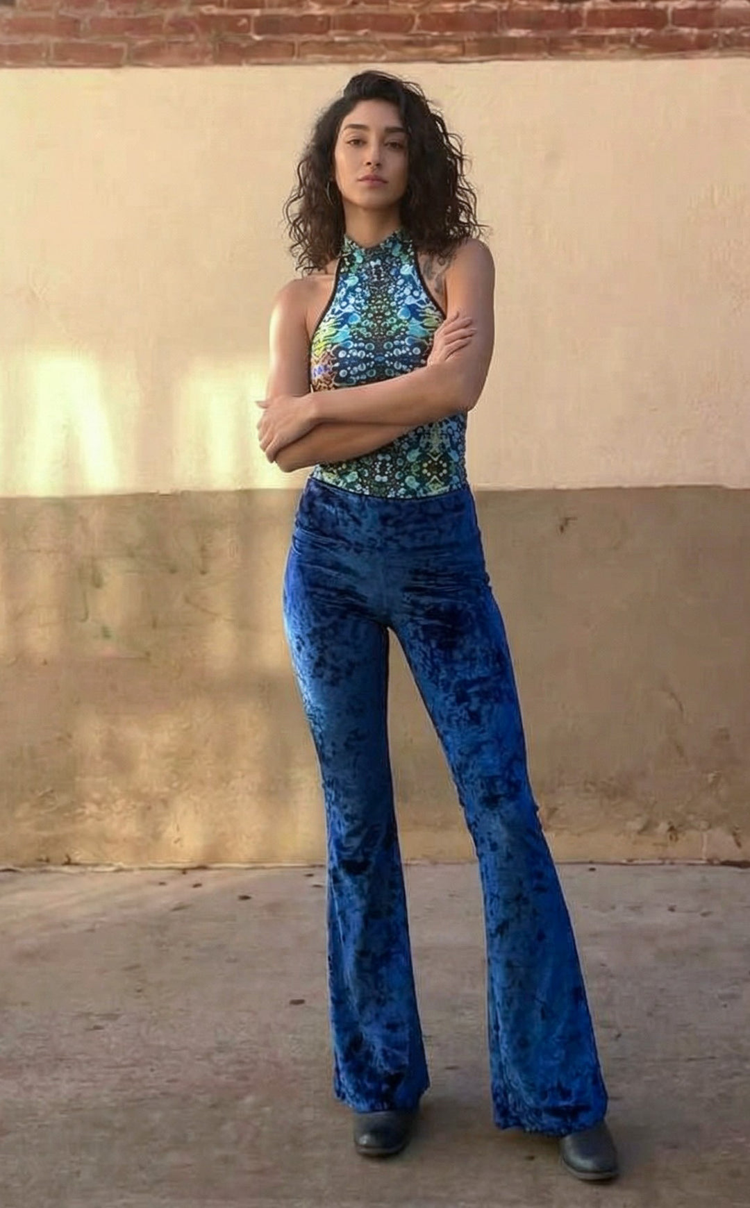 Navy Velvet Slim Bells