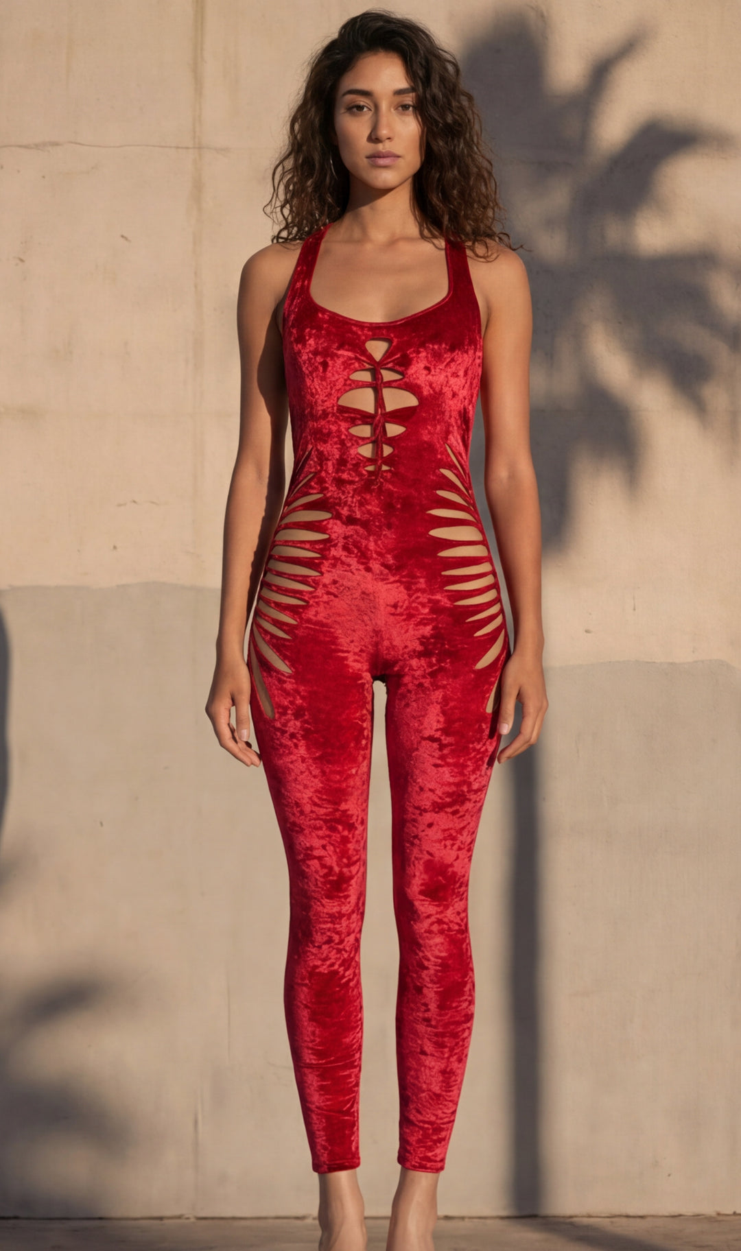 Red Velvet Swirl Cut Panther Ladyhawke Onesie x Sniptease