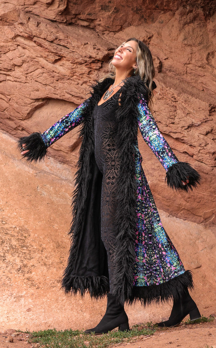 Cyan Liquid Light Baroness Reversible Velvet Coat x Tamo Designs