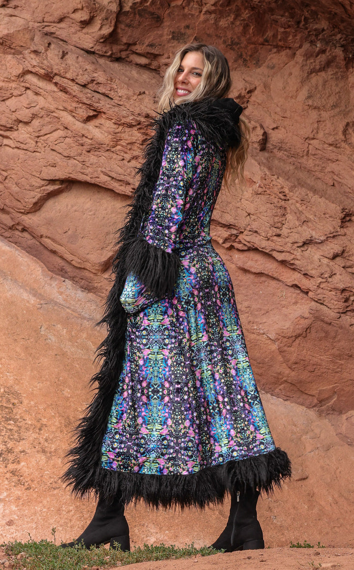 Cyan Liquid Light Baroness Reversible Velvet Coat x Tamo Designs