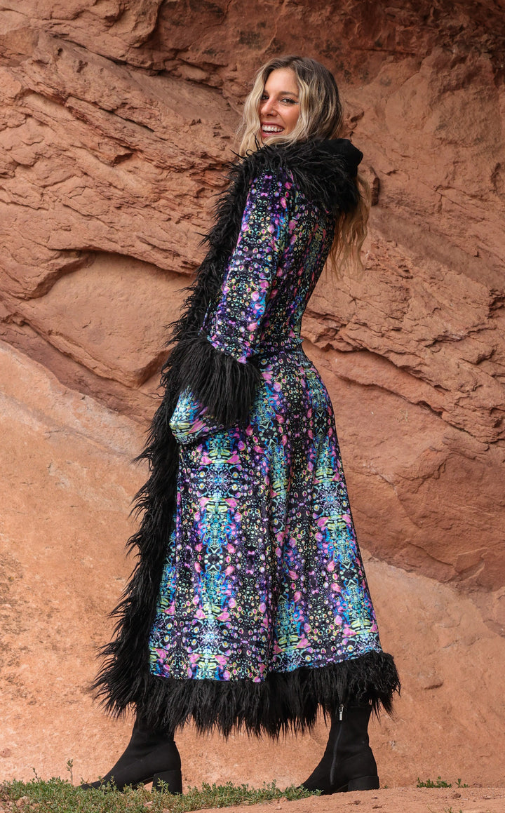 Cyan Liquid Light Baroness Reversible Velvet Coat x Tamo Designs