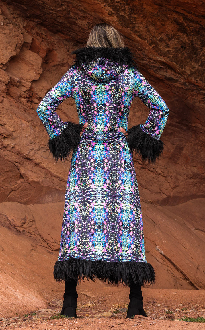 Cyan Liquid Light Baroness Reversible Velvet Coat x Tamo Designs