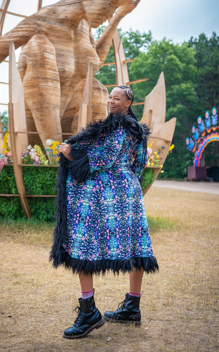 Cyan Liquid Light Baroness Reversible Velvet Coat x Tamo Designs