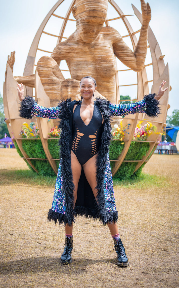 Cyan Liquid Light Baroness Reversible Velvet Coat x Tamo Designs