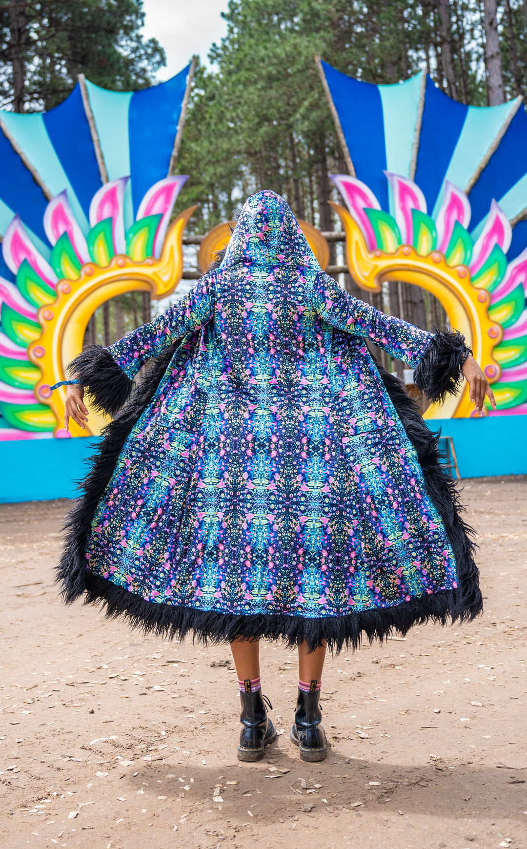 Cyan Liquid Light Baroness Reversible Velvet Coat x Tamo Designs