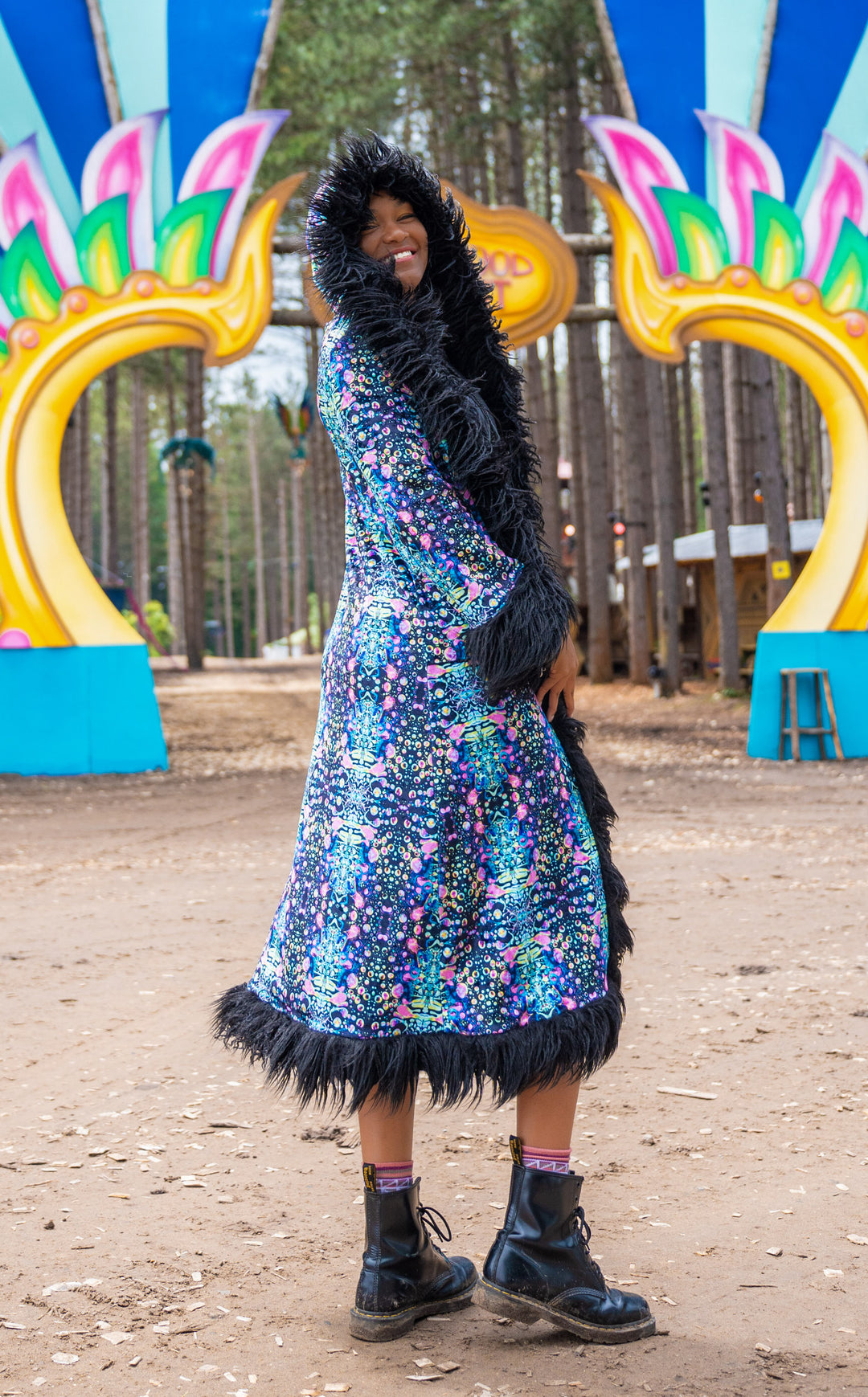 Cyan Liquid Light Baroness Reversible Velvet Coat x Tamo Designs