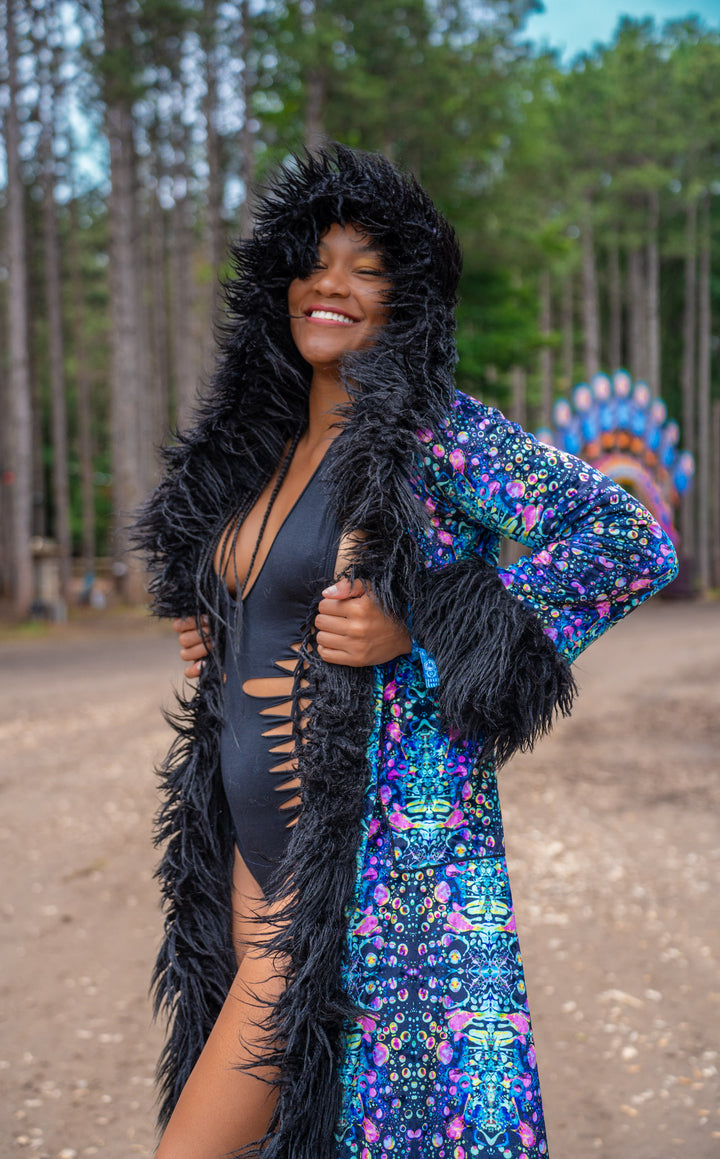 Cyan Liquid Light Baroness Reversible Velvet Coat x Tamo Designs