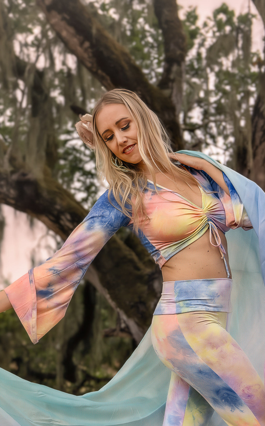 Pastel Crush Bell Sleeve Cinch Top