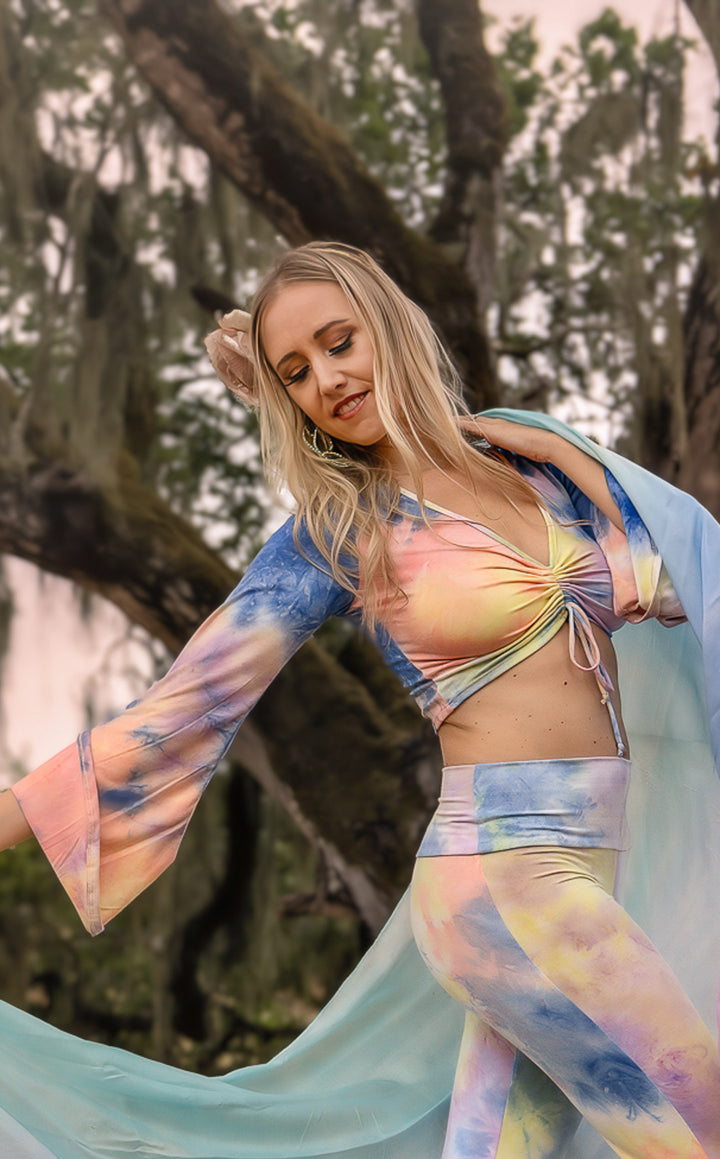 Pastel Crush Bell Sleeve Cinch Top