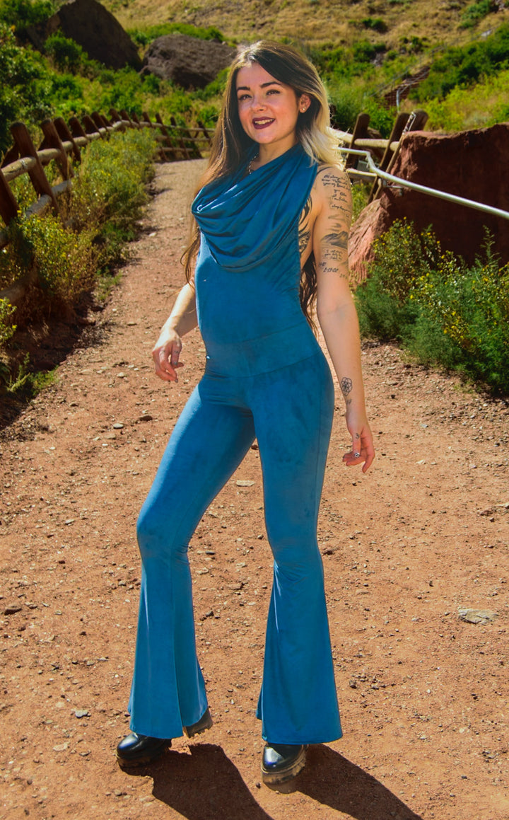 Teal Suede Firebird Slim Bell Onesie