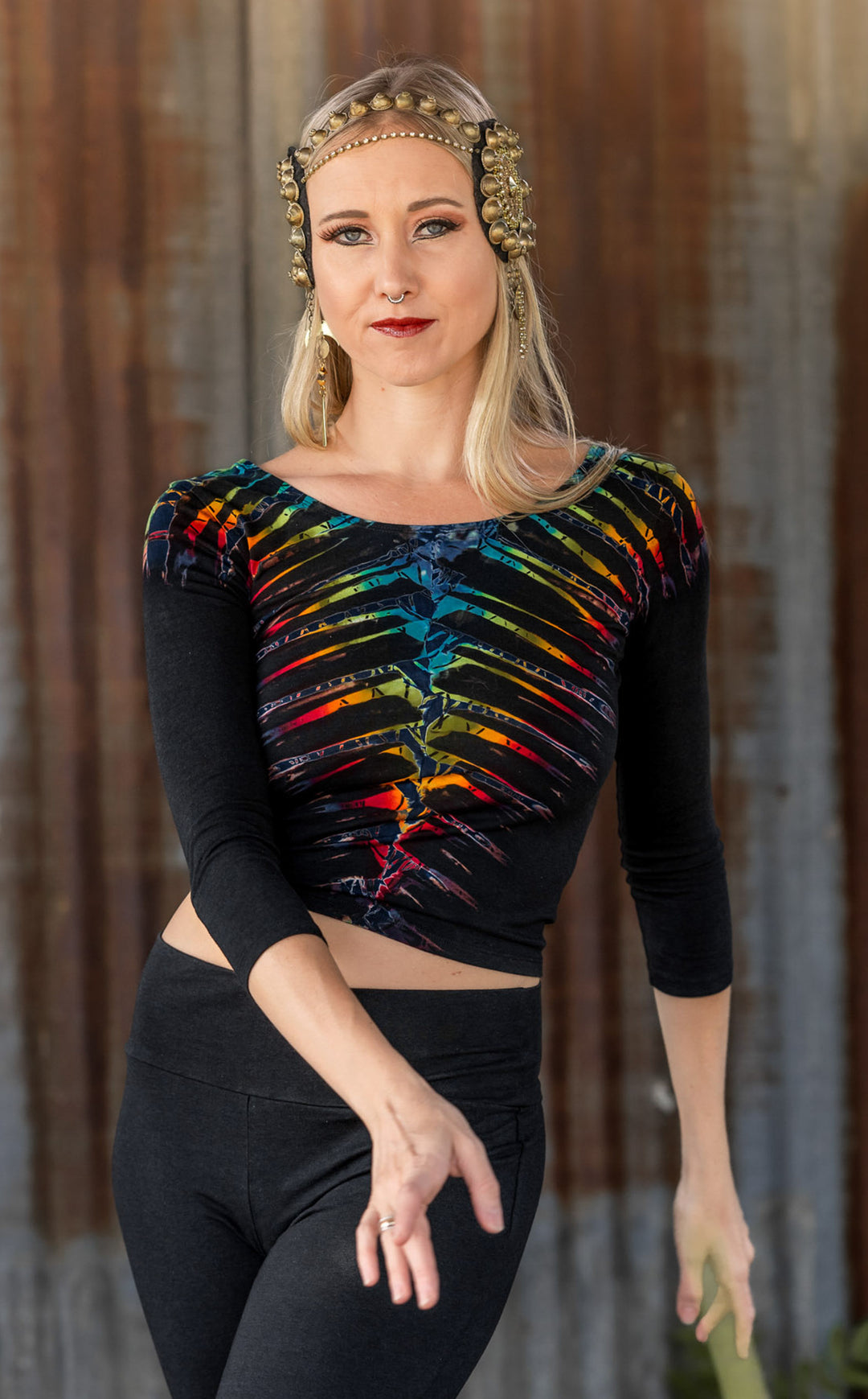 Rainbow Bones Tie Dye Long Sleeve Shirt