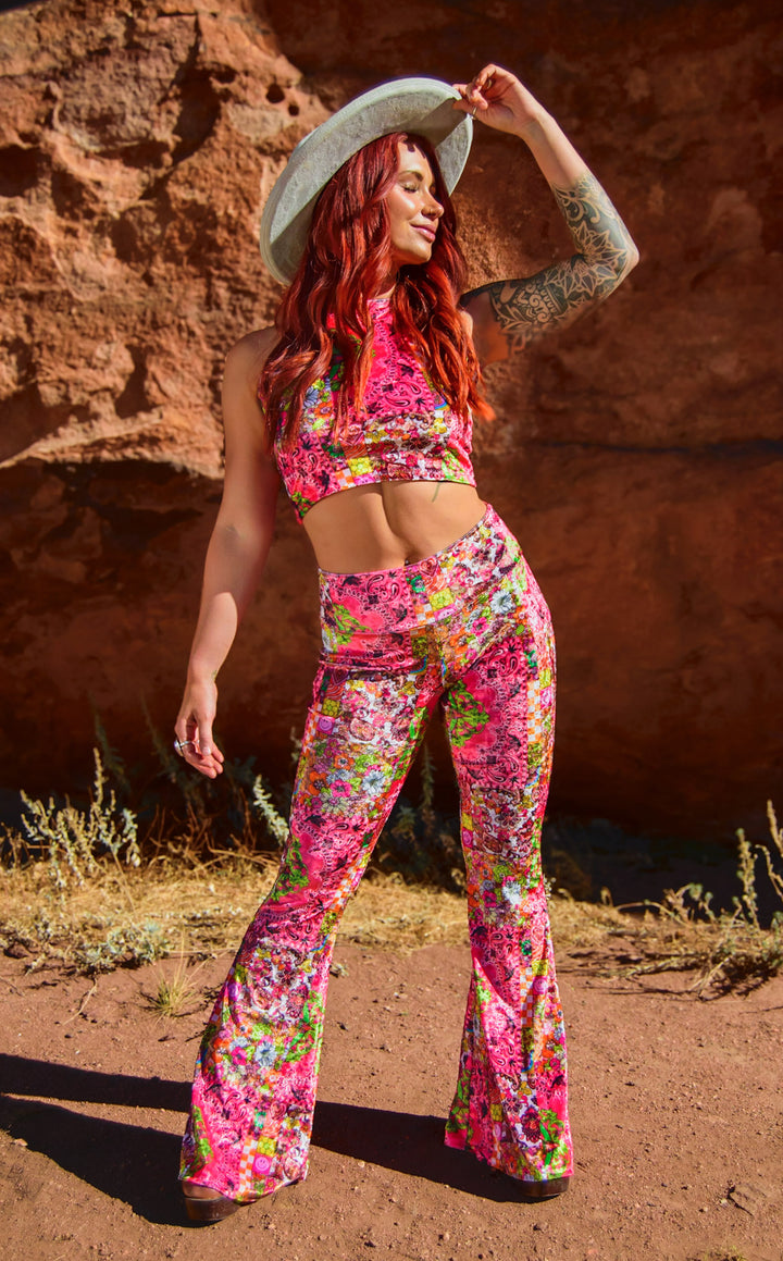 Ellie Paisley - Velvet Slim Bells - Pink Paisley