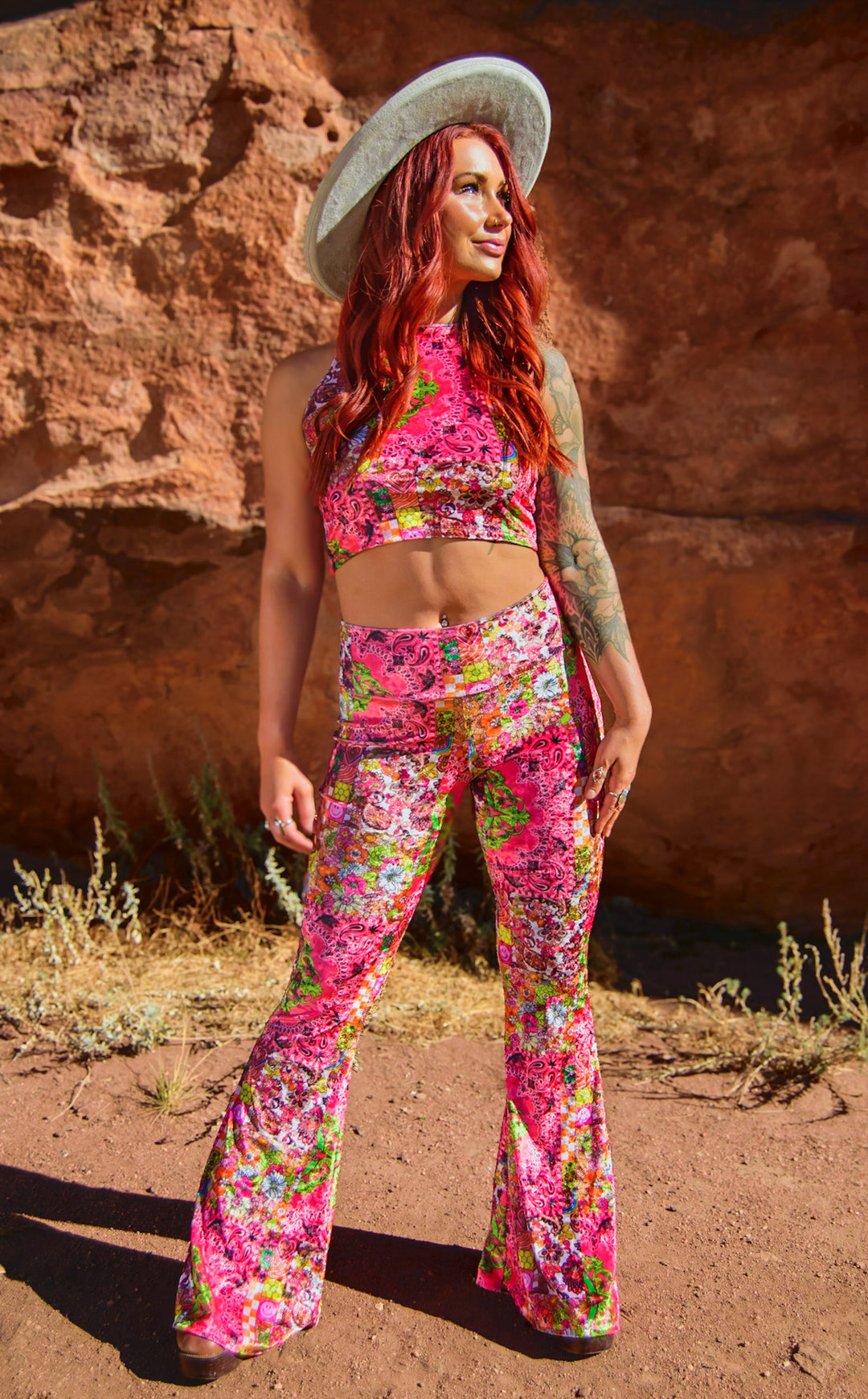 Ellie Paisley - Velvet Slim Bells - Pink Paisley