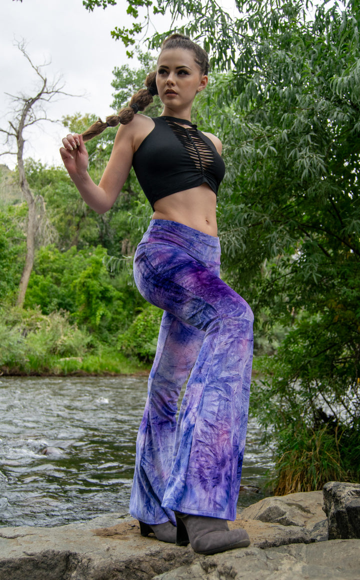 Amethyst Tie Dye Crush Velvet Slim Bells