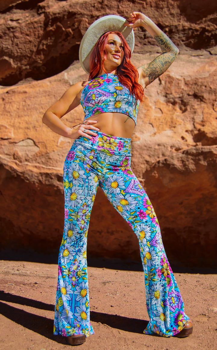 Ellie Paisley - Velvet Crop Tank Top - Daisy