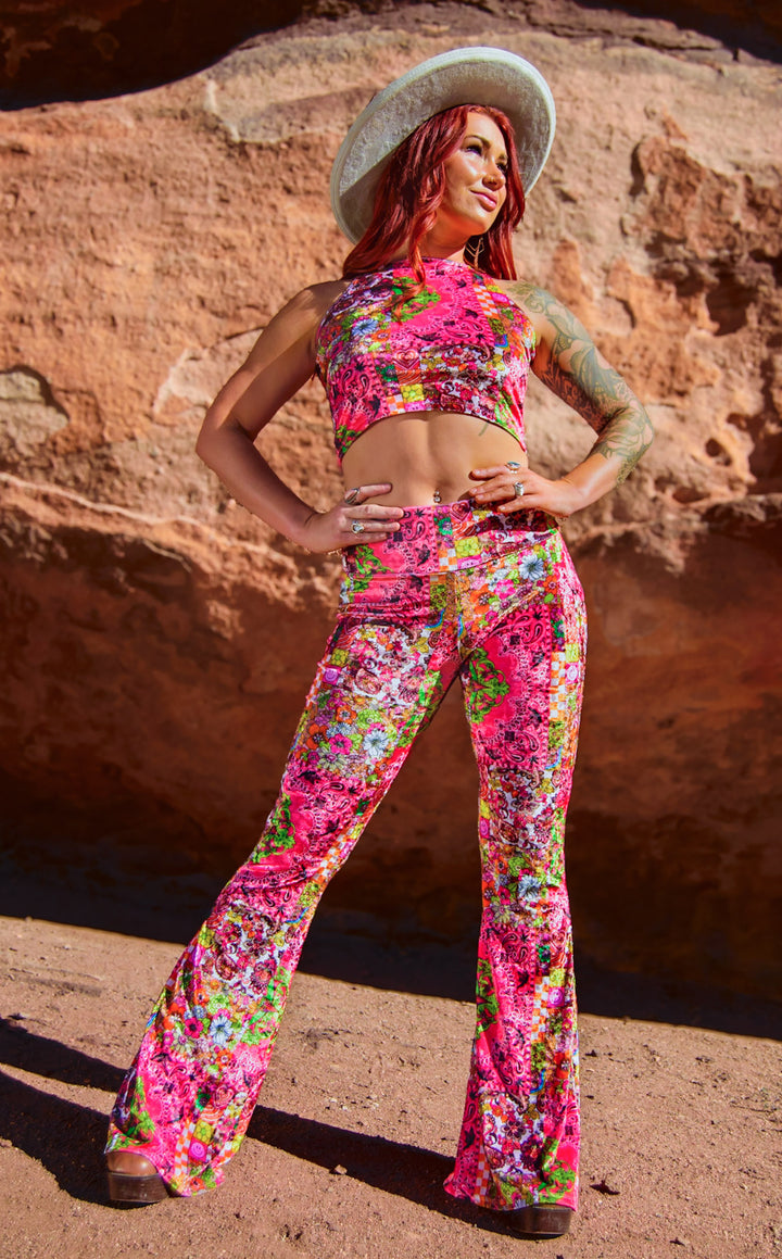 Ellie Paisley - Velvet Slim Bells - Pink Paisley