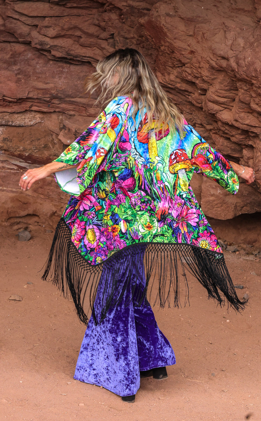 Ellie Paisley Kimono VELVET -Hummingbird Vision