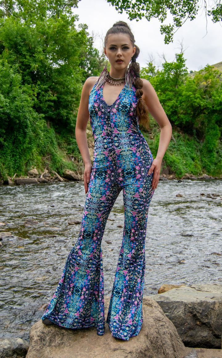 Cyan Liquid Light Velvet Liberty Super Bell Onesie