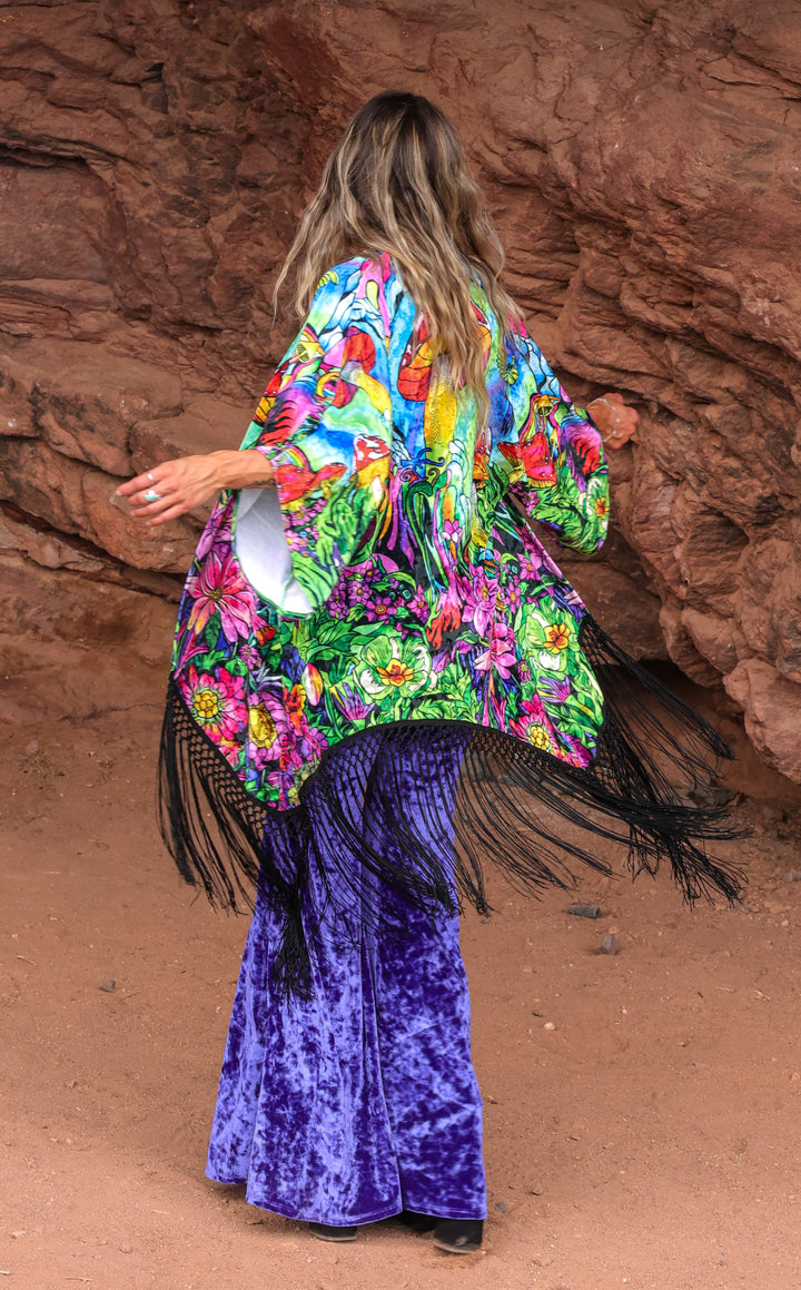 Ellie Paisley Kimono VELVET -Hummingbird Vision