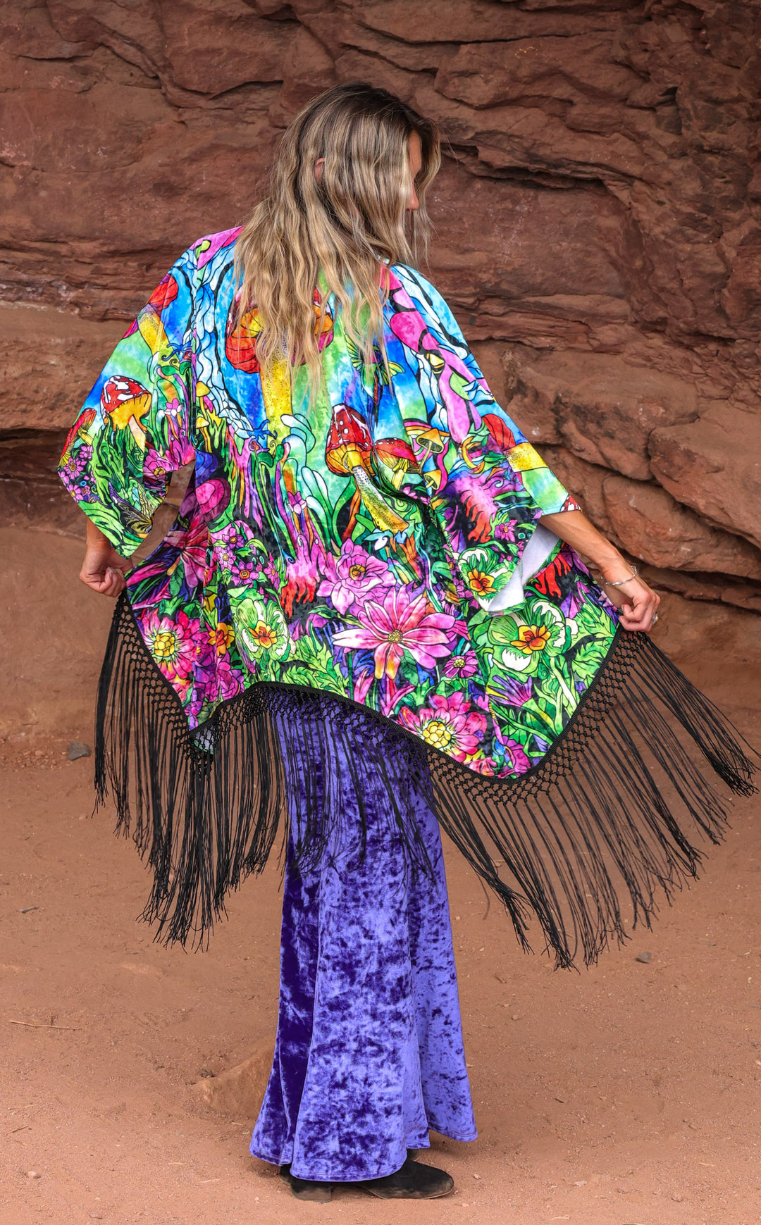 Ellie Paisley Kimono VELVET -Hummingbird Vision