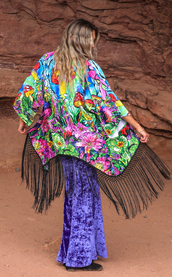 Ellie Paisley Kimono VELVET -Hummingbird Vision