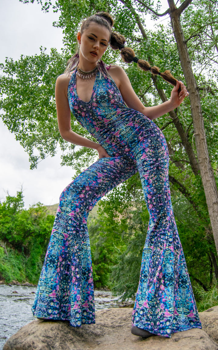 Cyan Liquid Light Velvet Liberty Super Bell Onesie