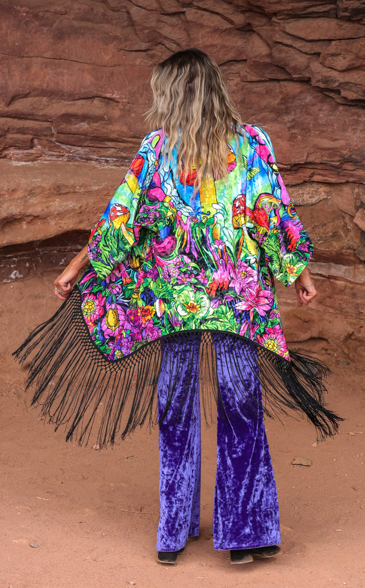 Ellie Paisley Kimono VELVET -Hummingbird Vision