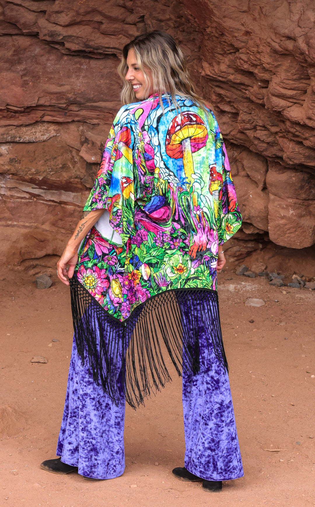 Ellie Paisley Kimono VELVET -Hummingbird Vision