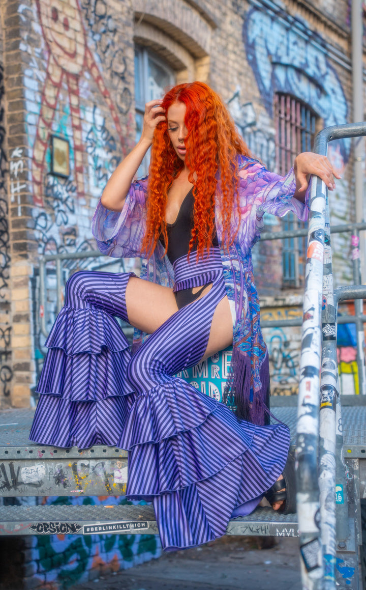 Vaquera Chaps Stripe Pirate Pants - Lavender & Black Stripe