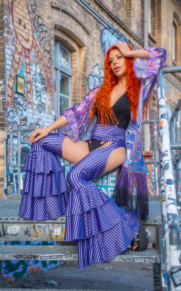 Vaquera Chaps Stripe Pirate Pants - Lavender & Black Stripe