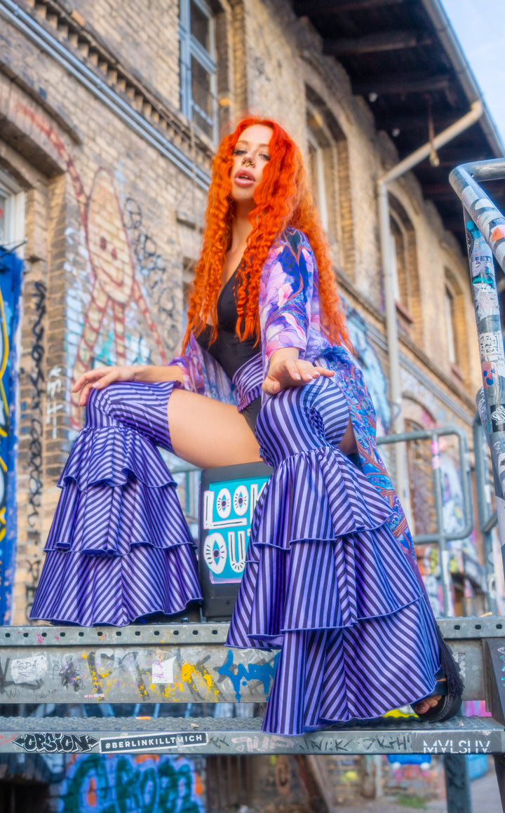 Vaquera Chaps Stripe Pirate Pants - Lavender & Black Stripe