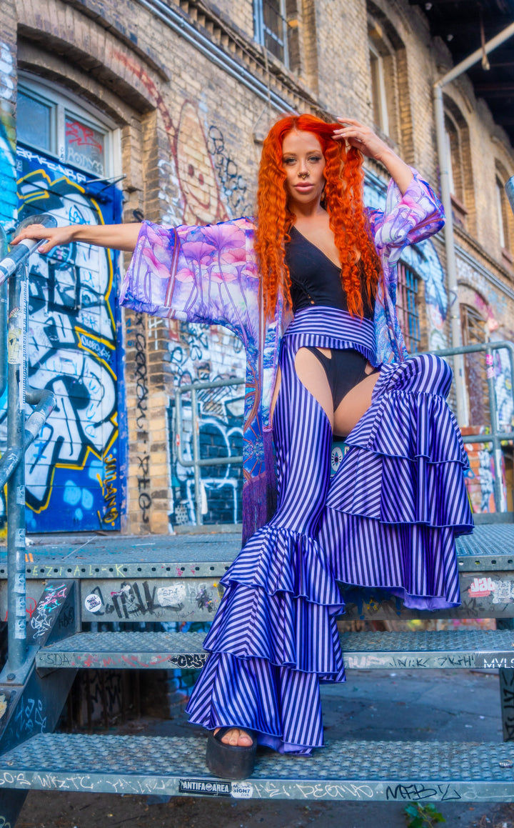 Vaquera Chaps Stripe Pirate Pants - Lavender & Black Stripe