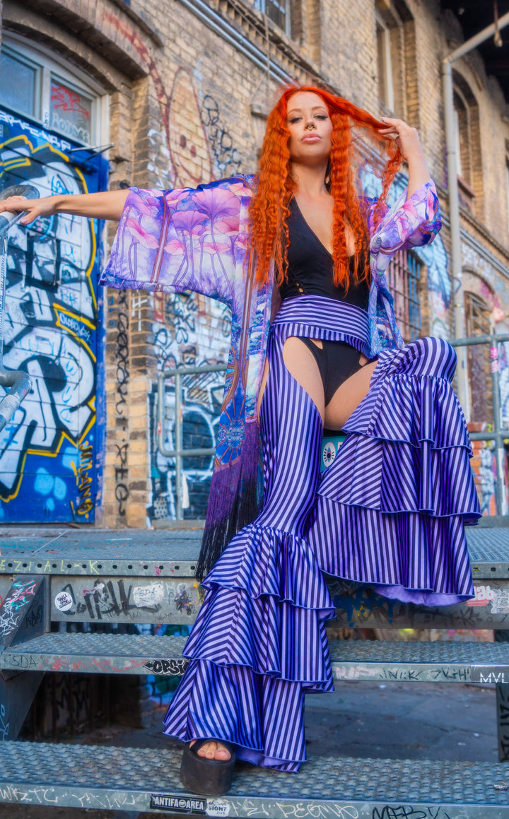 Vaquera Chaps Stripe Pirate Pants - Lavender & Black Stripe