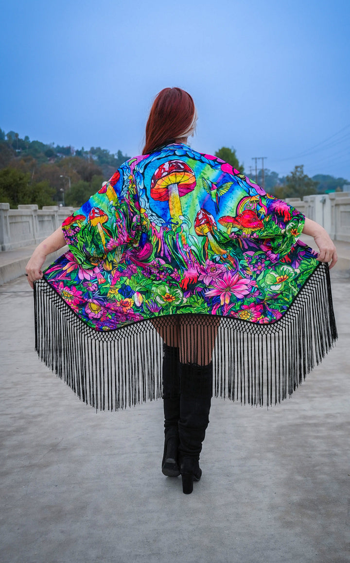 Ellie Paisley Kimono VELVET -Hummingbird Vision