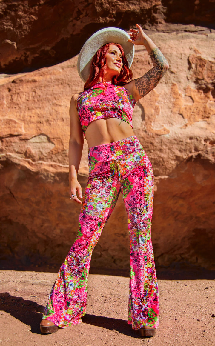 Ellie Paisley - Velvet Slim Bells - Pink Paisley