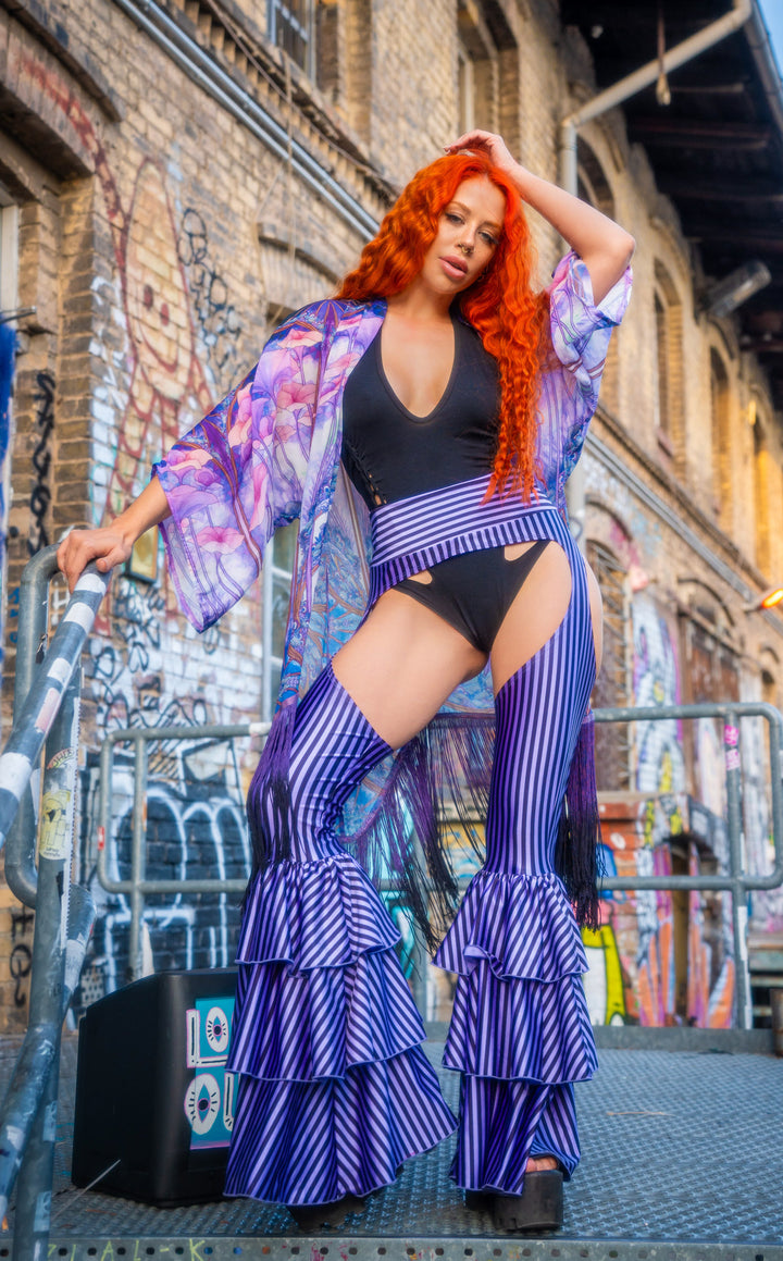 Vaquera Chaps Stripe Pirate Pants - Lavender & Black Stripe