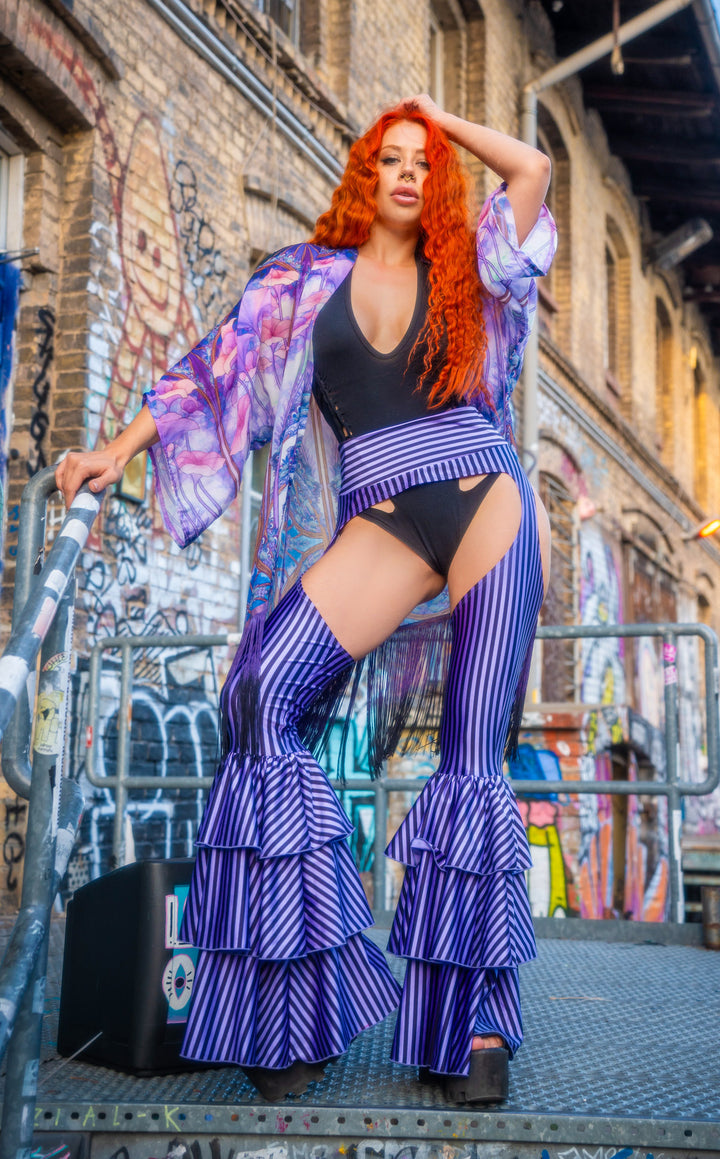 Vaquera Chaps Stripe Pirate Pants - Lavender & Black Stripe