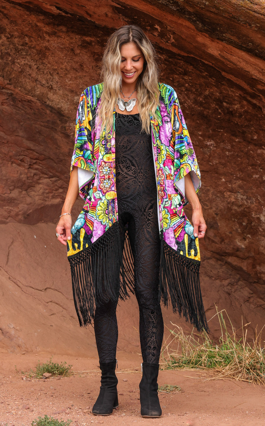 Ellie Paisley Kimono VELVET - Oil Spill