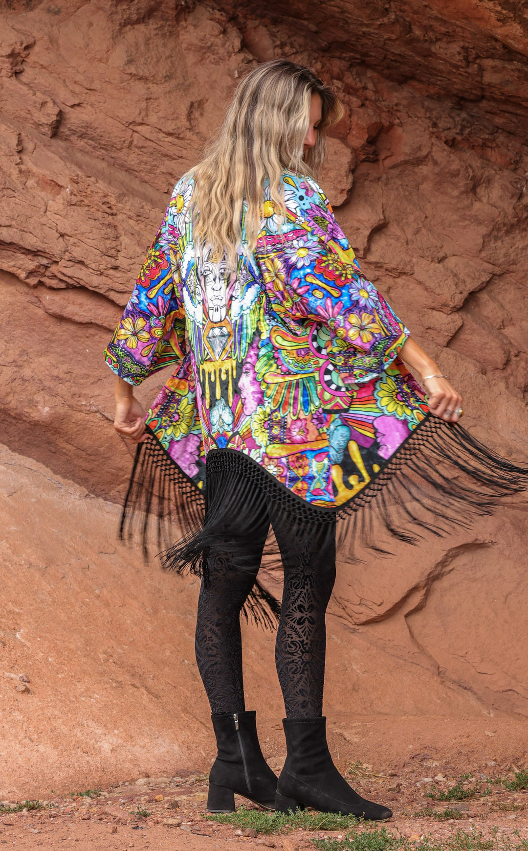 Ellie Paisley Kimono VELVET - Oil Spill