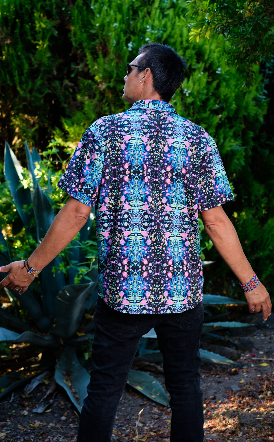 20% Off - Cyan Liquid Light Button Down Shirt - Warrior Within Designs