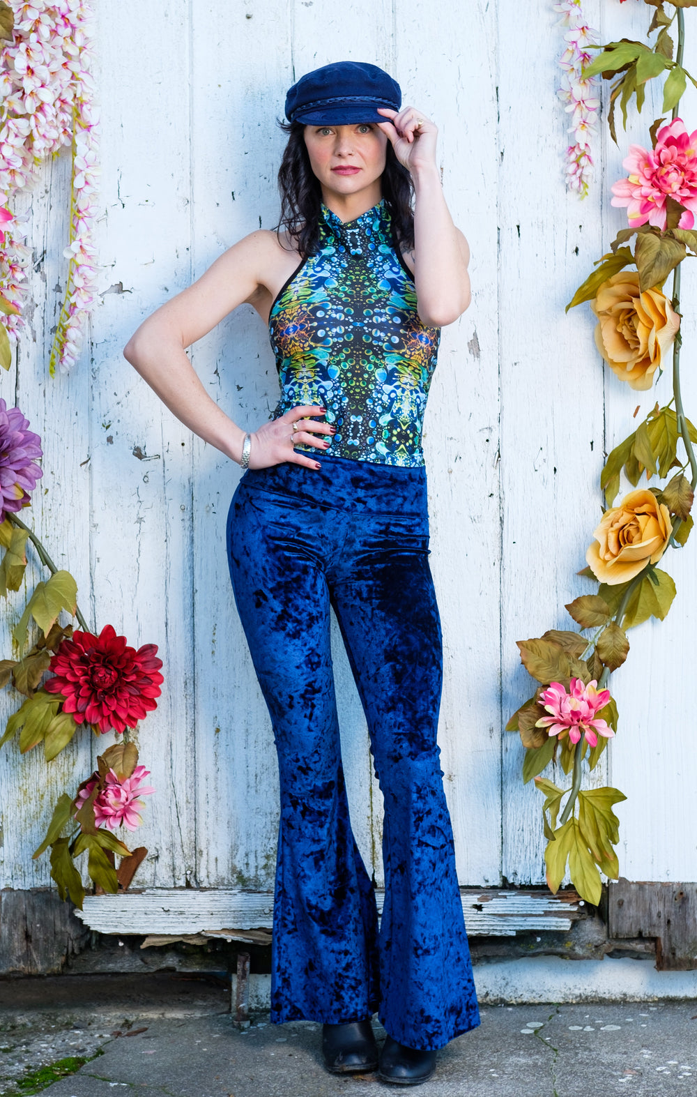 20% Off - Navy Velvet Slim Bells - Warrior Within Designs