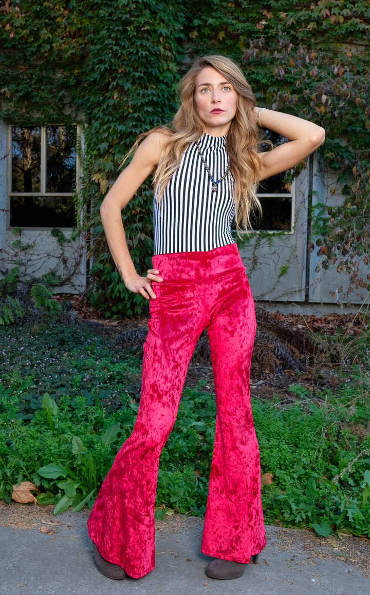 Fire Engine Red Velvet Slim Bells