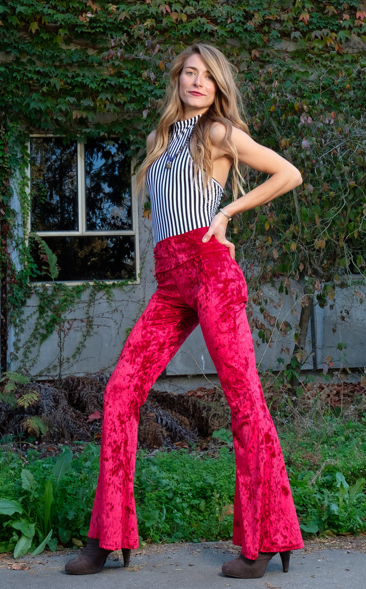 Fire Engine Red Velvet Slim Bells