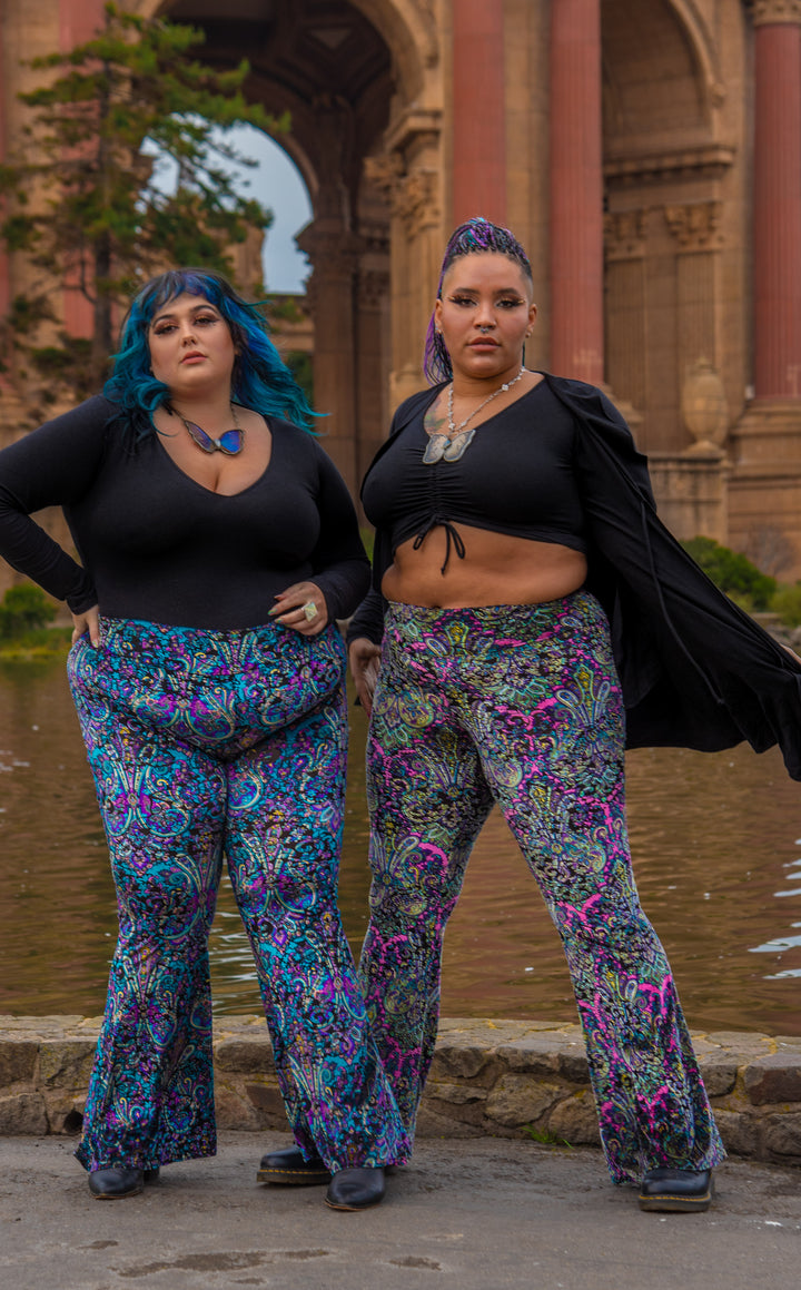 Paisley Burnout Velvet Slim Bells x 2 Colors -